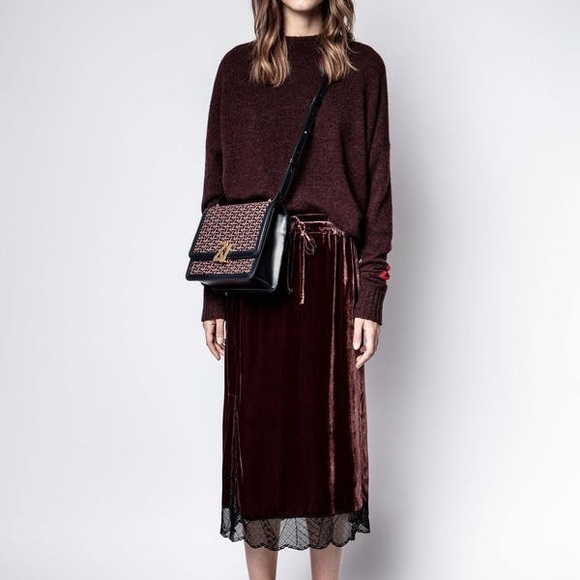 ❌SOLD❌NWT ZADIG & VOLTAIRE Silk Velvet Jillian Skirt - Picture 2 of 15